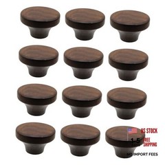 12 Pcs Wood Cabinet Knobs 1.57 Inch Round Flat Walnut Wooden Drawer Dresser