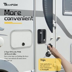 TrampgiK RV Door Lock Set for RV Camper Travel Trailer Black 7/8Inch All Keyed