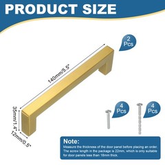2Pcs Gold Cabinet Pulls 5.5 Inch Square Kitchen Cabinet Handles]
