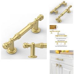 Amerdeco 10 Pack Brushed Gold Cabinet Pulls 3in Hole Center ZH0083