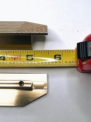 2 Geometric Cabinet Pulls Brushed Brass 96mm 3.75in Hole Spacing
