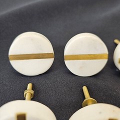 Round White Stone Quartz With Gold Tone Inlay Drawer Knob Pulls Hobby Lobby Lot