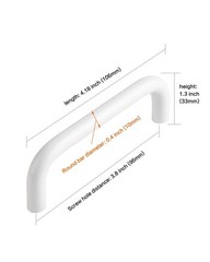 5 Pack Bright White Cabinet Pulls 3.8 Inch 96mm Hole Centers Curved Drawer