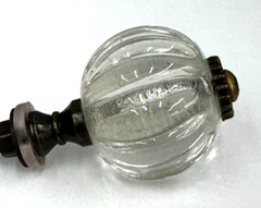 Heavy Clear Pumpkin Glass Antique-Brass Knob Cabinet Pull Door Drawer Hardware