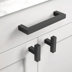 Asidrama 10 Matte Black Cabinet Door Handles Center Hole 5 inch (128mm)