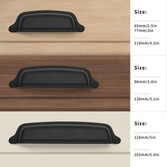 10 Pack 2-1/2 inch & 3 inch 64mm & 76 mm Matte Black Cabinet Cup Pulls Drawer…