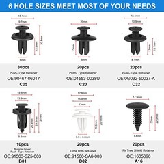 QIIYCCE 120PCS Car Clips & Plastic Rivets – 6 Popular Sizes, Fits Bumpers,