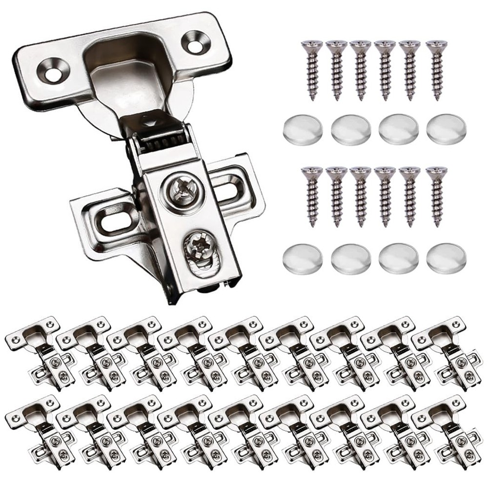20 Pack Soft Close Cabinet Door Hinges for 1/2″ Partial Overlay, 105 Degree O…