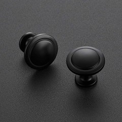 1 Pack of 1-1/4 Inch Round Matte Black Cabinet Knobs – Durable Zinc Pulls