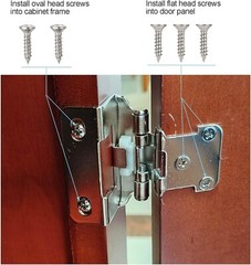 4 Pack (2 Pair) Satin Brushed Nickel Cabinet Hinges for Kitchen Cabinet Door..