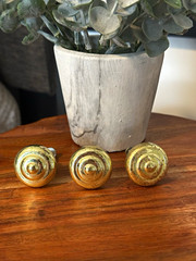 Set of 3 MCM Vintage Gold Round Polished Cabinet Knobs w/ Screws 1.25in 436B1