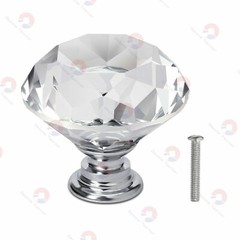 1~50PACK Door Handle Diamond Crystal Clear Glass Cabinet Drawer Pull Knobs Home