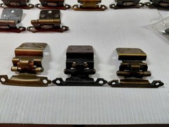 Vintage Lot of 48 Assorted Cabinet Hinges and a bonus handle