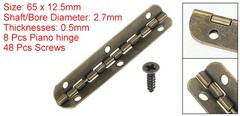 Small Piano Hinge 2.6″ x 0.6″, 8 Pack Mini 90-Degree Jewelry Box Hinges, Brown