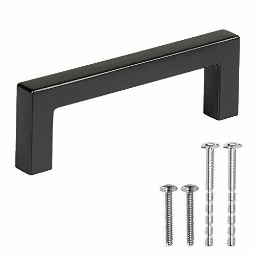 Black Cabinet Handles – 3 Inch Hole Center Modern Squared Drawer Pulls – 25 Pack