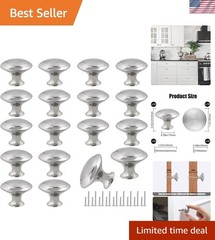Elegant 30mm Silver Cabinet Knobs – 18-Piece Rustproof Drawer Pull Set