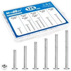 125Pcs Cabinet Pulls Knobs Screws, M4 Machine Screws Assortment Kit, M4X25/30/35