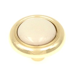 P714-IV Polished Brass 1 1/8″ Cabinet Knob Pull, Ivory Ceramic Center Belwith