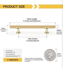 Rergy 10 Pack 5 Inch Gold Cabinet Pulls Heavy-Duty Kitchen Cabinet Handles Zinc