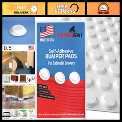 200 Pack White Cabinet Door Bumpers – 1/2″ Adhesive Pads for Drawers, Glass, Fur