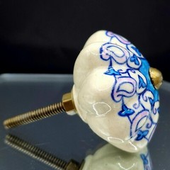 Paisley Blue Pink Ceramic Knob Handle Home Decor Door Drawers Botanicial k8