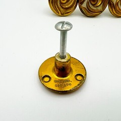 8-Vintage Brass and White Swirl Cabinet Drawer Pull Knob 1 7/16″ dia.