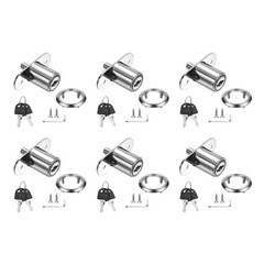 PATIKIL Drawer Desk Push Plunger Lock, 6Pcs 7/8″ x 1-7/16″, Silver