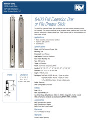 KNAPE & VOGT #8400B-12″-ZINC DRAWER SLIDES, FULL EXTENSION, 100 POUNDS CAPACITY,