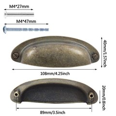 Auvotuis 10Pcs 3.5Inch Hole Spacing Cup Pull Handles Vintage Farmhouse Style …