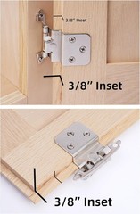 3/8″ Inset Cabinet Hinges Brushed Nickel 1 Pair -2 Pcs Offset Self Closing Ca…