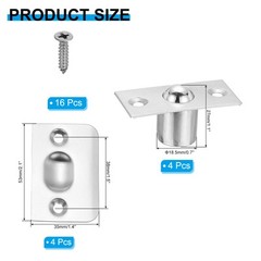 4 Pack Small Closet Ball Catch Door Hardware with Strike Plate & Screw, Silver
