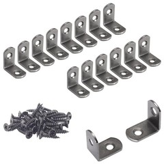 16pc L Bracket 1 inch Corner Brace 90 Degree Metal Support Fastener Gun Metal