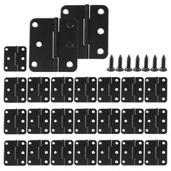 Murtenze 24Pcs Metal Mini Hinges, 1.5 Inch -24 PCS (Rounded Rectangle), Black