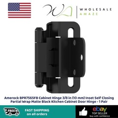 Amerock BPR7565FB Cabinet Hinge 3/8 in (10 mm) Inset Self Closing Partial Wrap