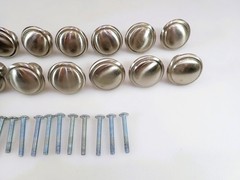 Lot of 16 Vintage Satin Nickel Round Cabinet Knobs 1-3/8″ Drawer Pulls w/ Screws