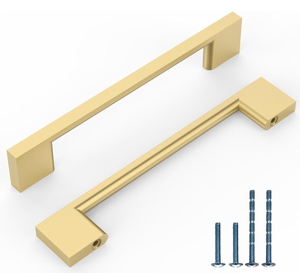 10 Pack 5 Inch(128mm) Brushed Gold Kitchen Cabinet Handles