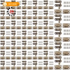 40 Sets Retro Jewelry Box Hinges and Latches Hooks, Small Bronze