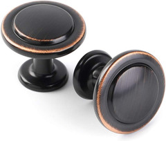 KOOFIZO round Cabinet Knobs Oil Rubbed Bronze Cabinet Pulls, Dia. 1-1/4 Inch, 10
