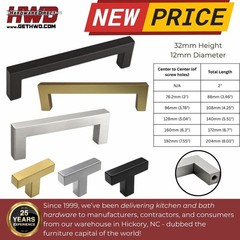 Cabinet Handle Pull Kitchen Bath Square Bar Knob Black Nickel Gold Silver Modern