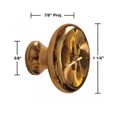 Cabinet Knob Bright Solid Brass 1 1/4″ Dia Pack of 4 Renovators Supply