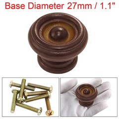 8 Set Cabinet Drawer Single Hole Wooden Pull Knobs Handles Red Brown 37mmx25mm