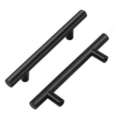 Cabinet Handles Black Drawer Pulls 6 Inch 3.75 Inch Hole Center 30 PCS
