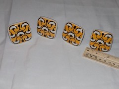 Set of 4 Art Nouveau Design 2″ Ceramic Drawer Cabinet Pulls Knobs Yellow