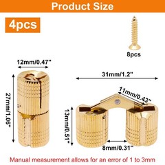 12mm Brass Barrel Hinges Cylindrical Hidden Cabinet Concealed Invisible Furni…