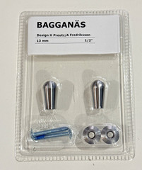 IKEA BAGGANAS Stainless Steel 2 Pack Knob 13 Mm (1/2 “) 303.384.20 New