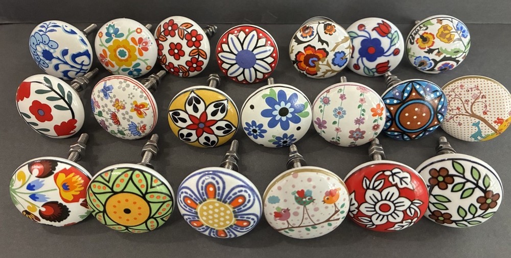 Ceramic Boho Cabinet Knobs Whimsy Royal Kraft 20 Pulls Colorful India Bright