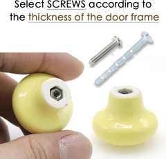 10Pack Ceramic Cabinet Knobs, 1.26Inch/32Mm Light Yellow round Drawer Dresser