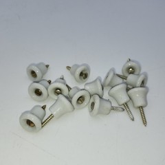 2 Small 1/2 In. Antique Porcelain Drawer Knobs Screw Centers
