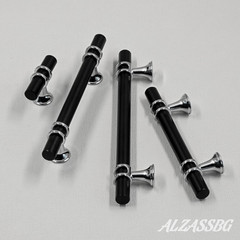 Alzassbg 10 Pack Matt Black and Silver Cabinet Knobs, 2 Inch(50mm) Cabinet Hardw