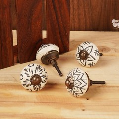 Ajuny Set of 12 Ceramic Knobs Off White Kitchen 12, Cream-Colored